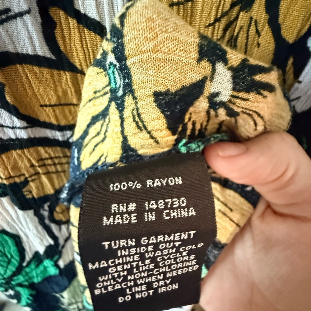 ECI Green Black White Floral Maxi Dress with Gold Accents - Picture 14 of 14
